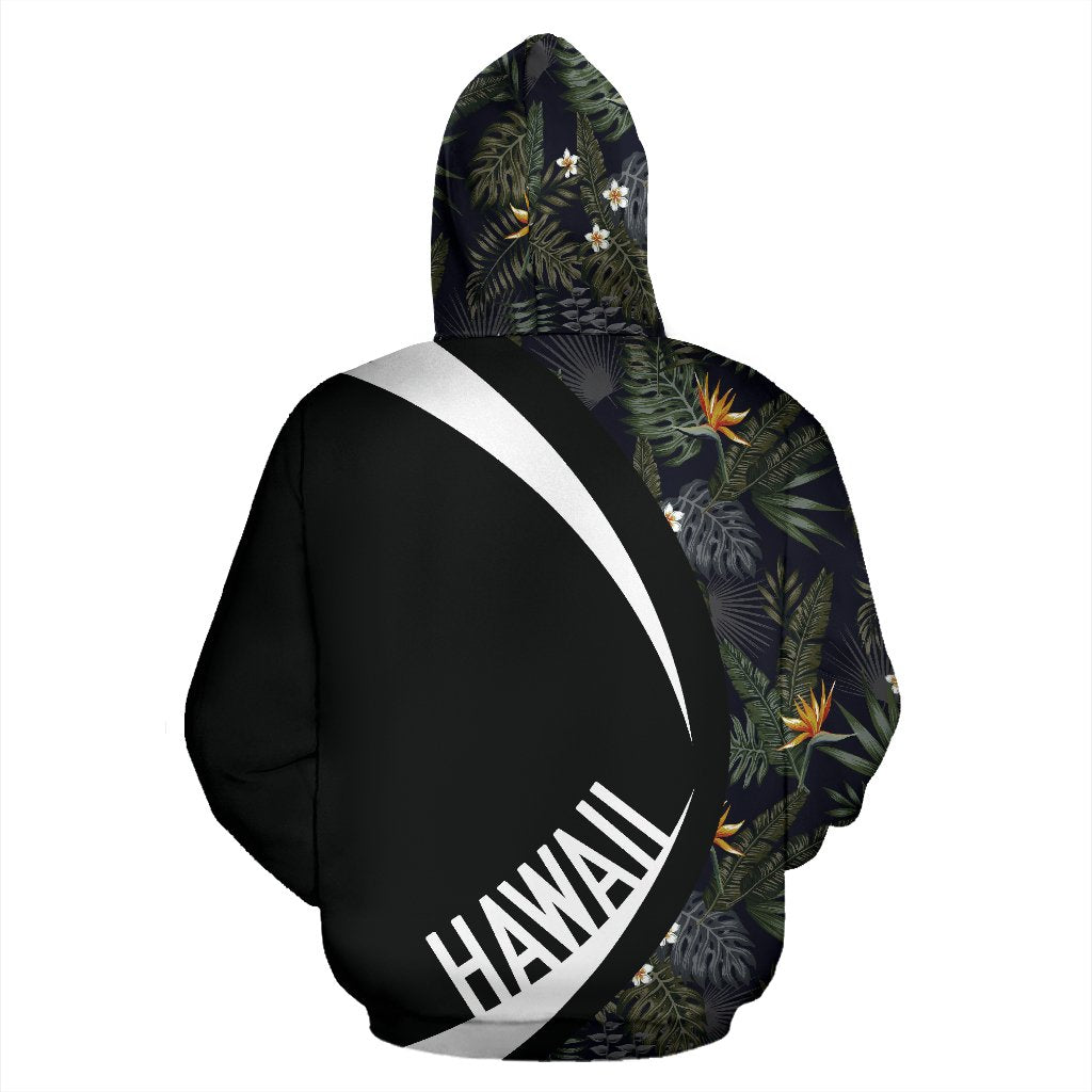 Kanaka Tropical Leaves and Flowers In The Night Hoodie Circle Style - Polynesian Pride