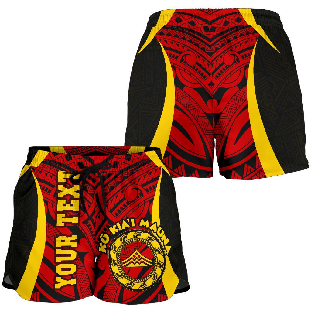 Hawaii Custom Personalised Women Shorts - Protect Mauna Kea Women Red Yellow - Polynesian Pride