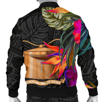 Tokelau Men's Bomber Jacket - Polynesian Hibiscus Pattern - Polynesian Pride