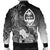 Guam Custom Personalised Men's Bomber Jacket - Humpback Whale with Tropical Flowers (White) - Polynesian Pride