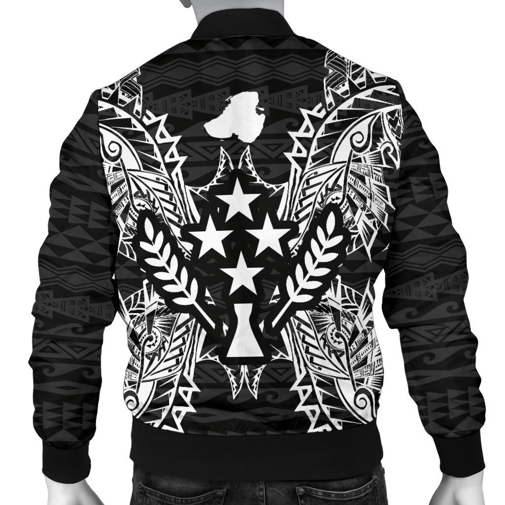Kosrae Polynesian Men's Bomber Jacket Map Black - Polynesian Pride