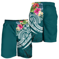 Tonga Polynesian Men's Short - Summer Plumeria (Turquoise) - Polynesian Pride