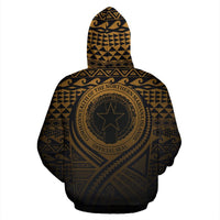 Northern Mariana Islands All Over Zip up Hoodie Lift up Gold - Polynesian Pride