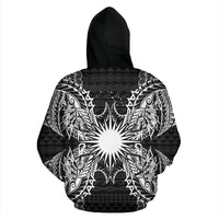 Marshall Islands Polynesian All Over Zip up Hoodie Map Black - Polynesian Pride