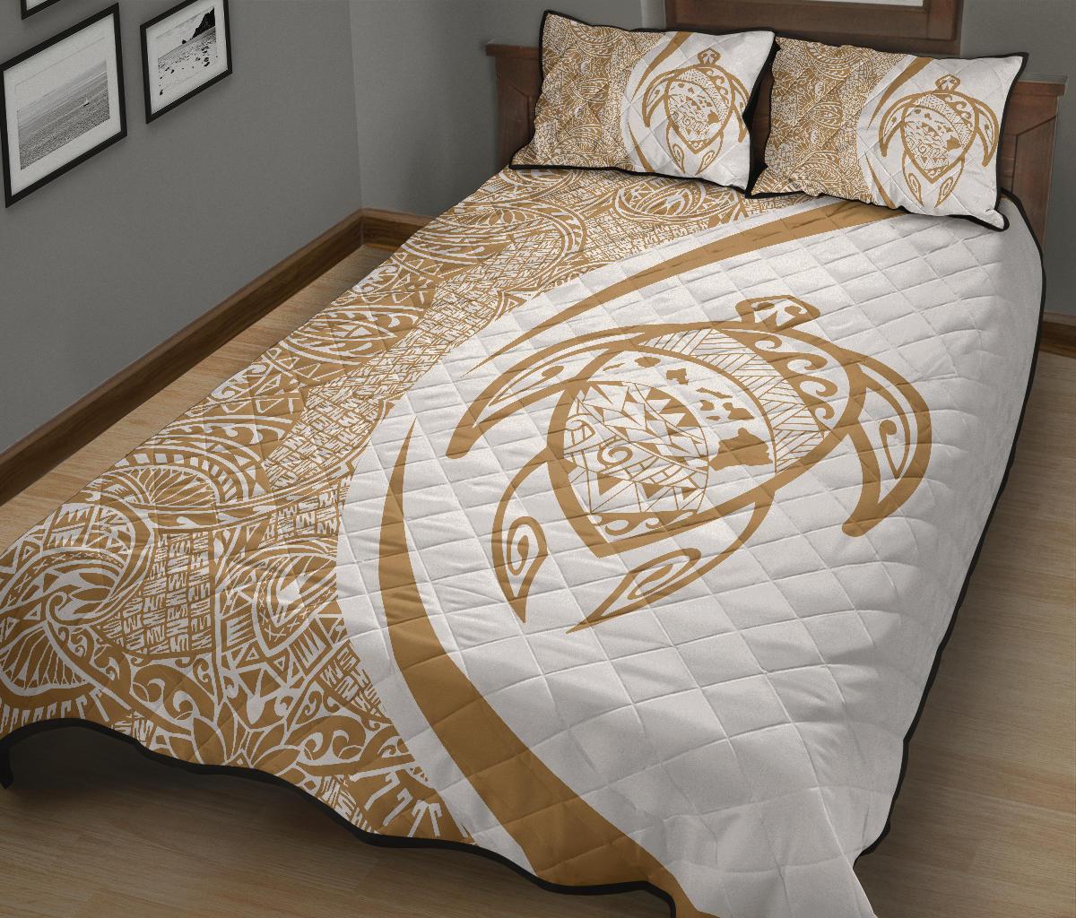 Hawaii Turtle Map Polynesian Quilt Bed Set - Circle Style - Polynesian Pride