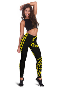 Yellow Polynesian Tribal Women's Leggings - Polynesian Pride