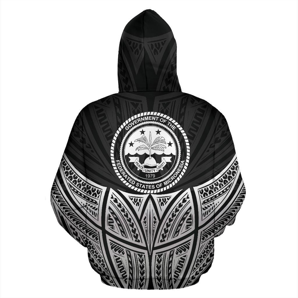 Federated States of Micronesia Polynesian Zip up Hoodie Black Pride Map and Seal - Polynesian Pride