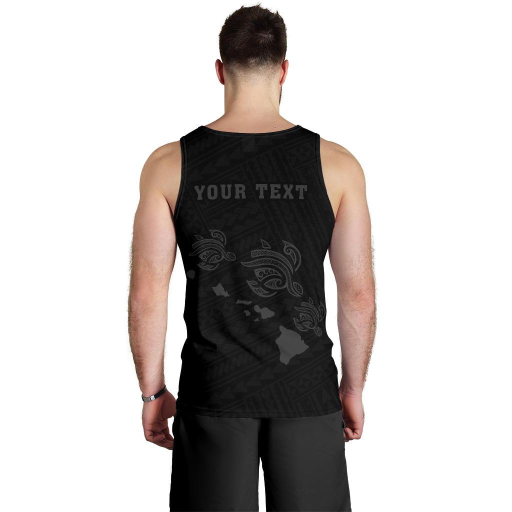 Hawaii Kakau Polynesian Three Turtles Map Personalized Men's Tank Top - Grey - Polynesian Pride