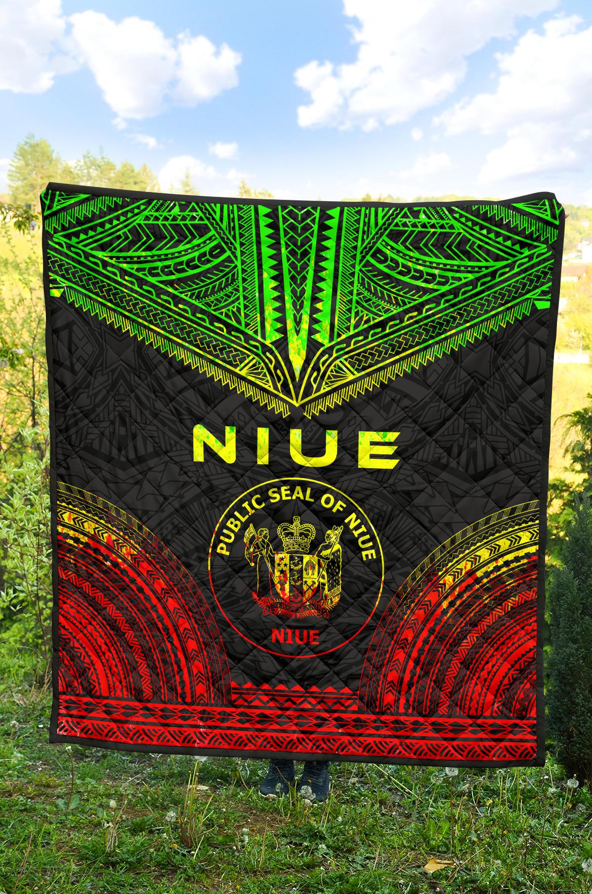 Niue Premium Quilt - Niue Seal Polynesian Chief Reggae Version - Polynesian Pride