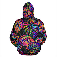 Palm Leaves All Over Zip up Hoodie Neon Color - Polynesian Pride