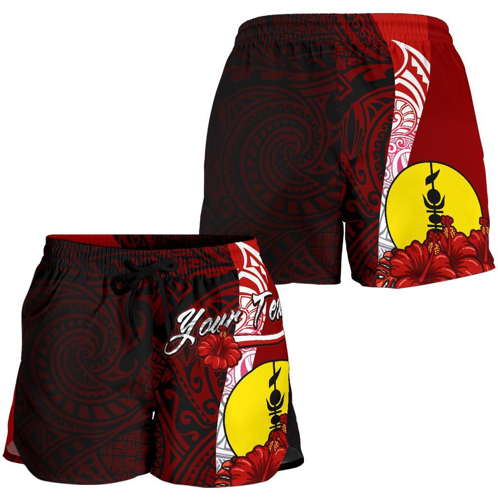 New Caledonia Polynesian Custom Personalised Women's Shorts - Coat Of Arm With Hibiscus - Polynesian Pride