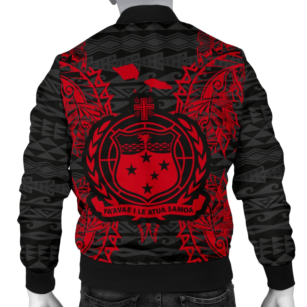 Samoa Polynesian Men's Bomber Jacket Map Red - Polynesian Pride