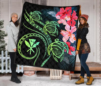 Hawaii Turtle Polynesian Tropical Premium Quilt - Cora Style Yellow - Polynesian Pride