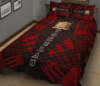 Tokelau Quilt Bed Set - Tokelau Coat Of Arms Red Tattoo Style - Polynesian Pride