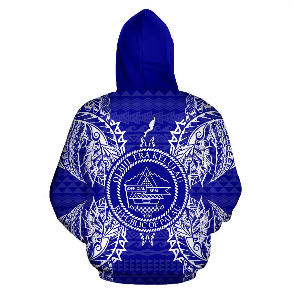 Palau Polynesian ll Over Hoodie Map Blue - Polynesian Pride