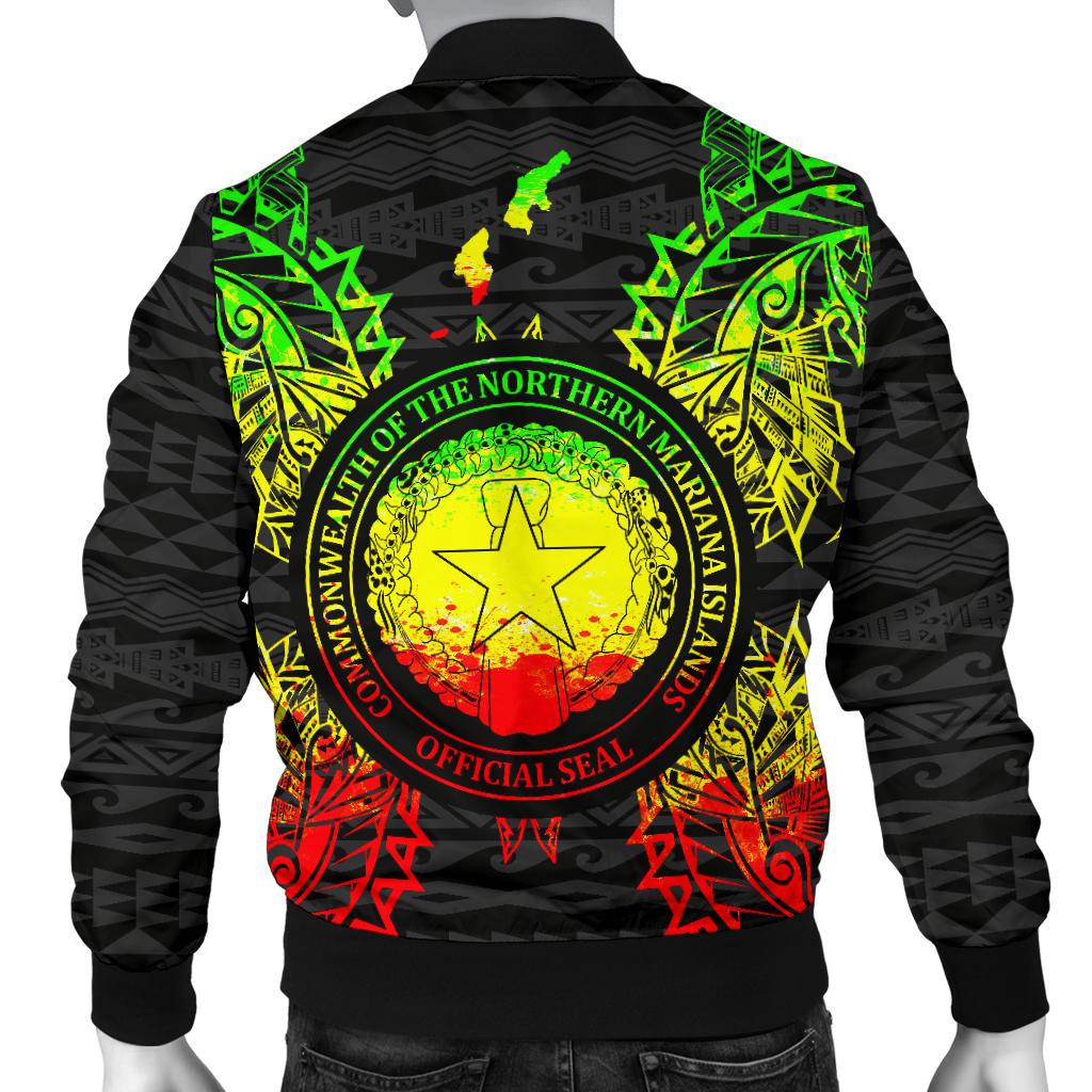 Northern Mariana Islands Polynesian Men's Bomber Jacket Map Reggae - Polynesian Pride
