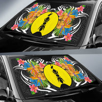 New Caledonia Auto Sun Shades - Coat Of Arms With Tropical Flowers - Polynesian Pride