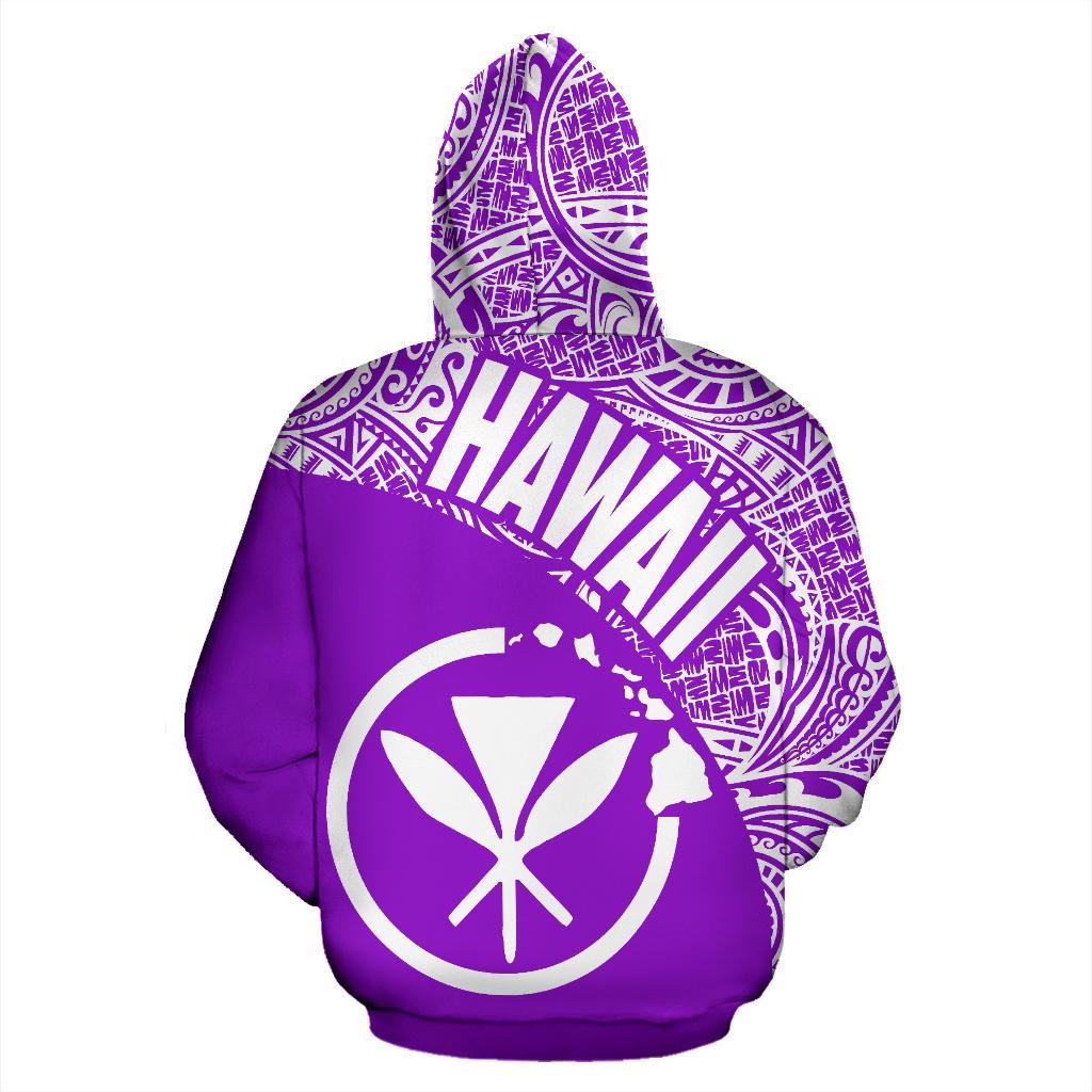 Hawai Zip up Hoodie Hawaii Kanaka Maoli Polynesian Tattoo Purple White Version - Polynesian Pride