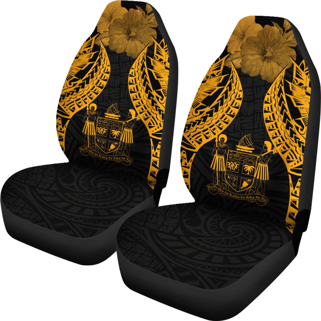Fiji Polynesian Car Seat Covers Pride Seal And Hibiscus Gold - Polynesian Pride