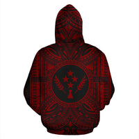 Kosrae ll Over Hoodie Kosrae Coat of rms Polynesian Red Black - Polynesian Pride