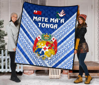 Mate Ma'a Tonga Rugby Premium Quilt Polynesian Creative Style - Blue - Polynesian Pride