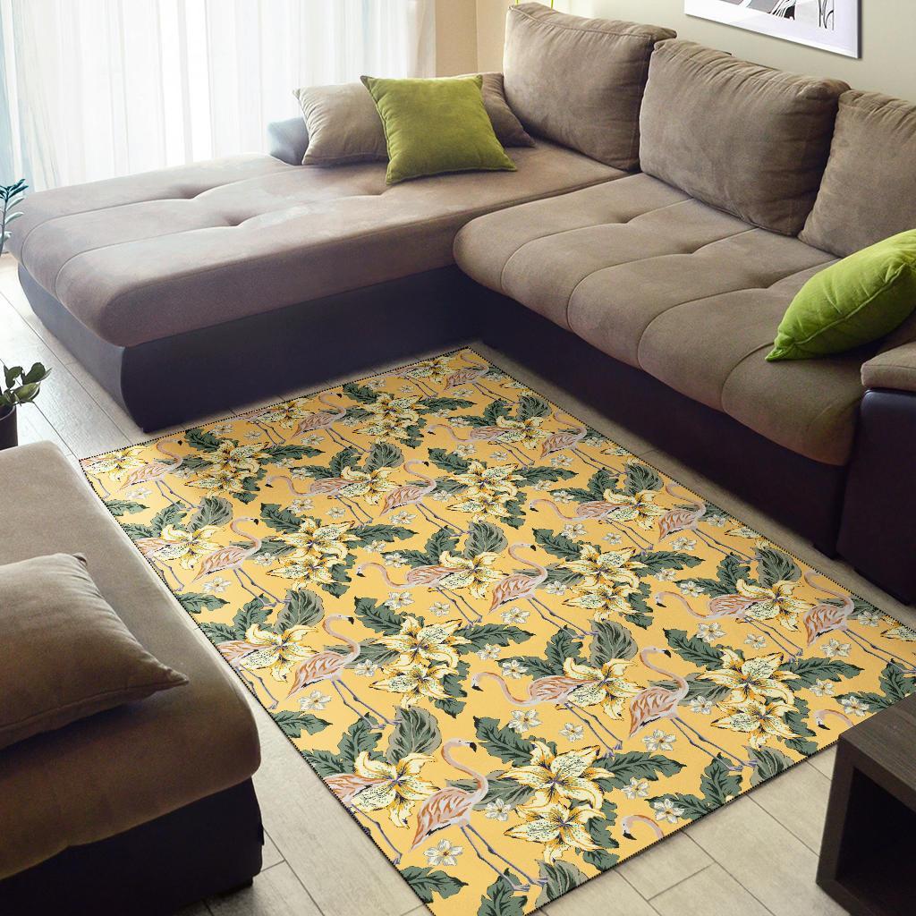 Tropical Flamingo Yellow Rug - Polynesian Pride