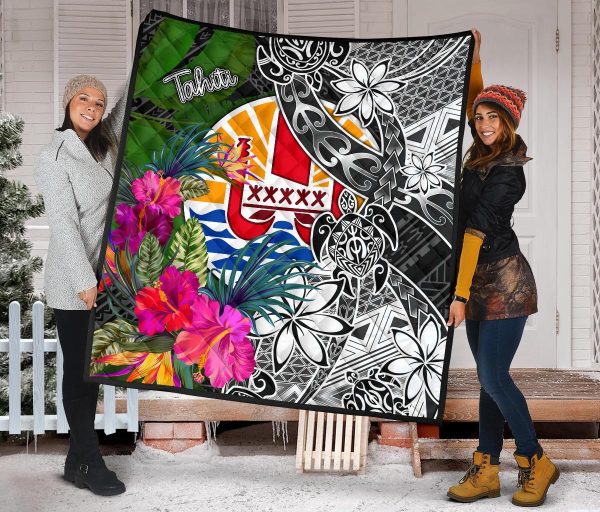 Tahiti Premium Quilt - Turtle Plumeria Banana Leaf - Polynesian Pride