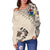 Cook Islands The Beige Hibiscus Off Shoulder Sweater - Polynesian Pride