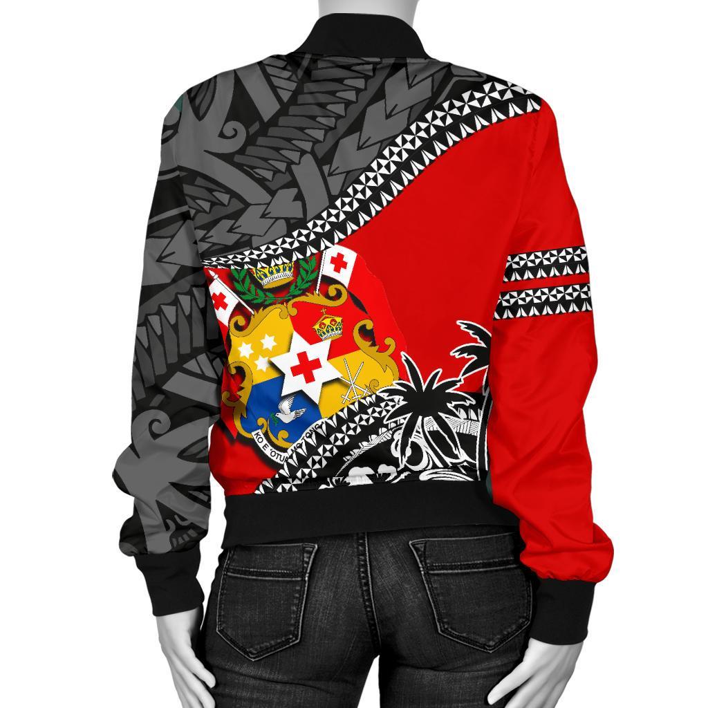 Tonga Women'S Bomber Jacket Polynesian Style Fall In The Wave - Polynesian Pride