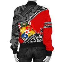 Tonga Women'S Bomber Jacket Polynesian Style Fall In The Wave - Polynesian Pride
