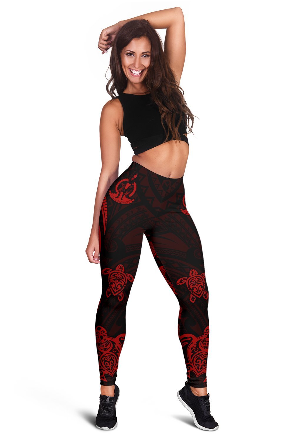 Vanuatu Women's Leggings - Red Tentacle Turtle Red - Polynesian Pride