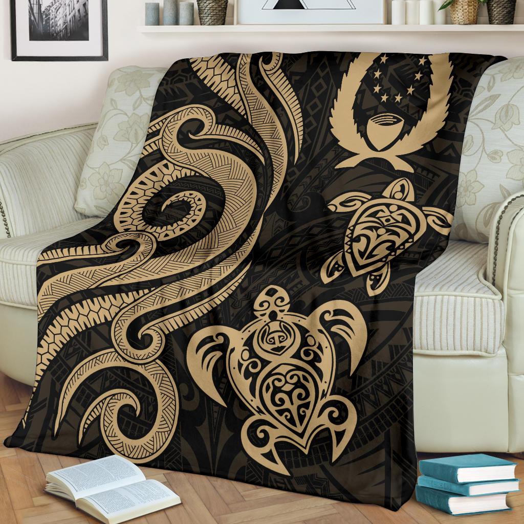 Pohnpei Micronesian Premium Blanket - Gold Tentacle Turtle - Polynesian Pride