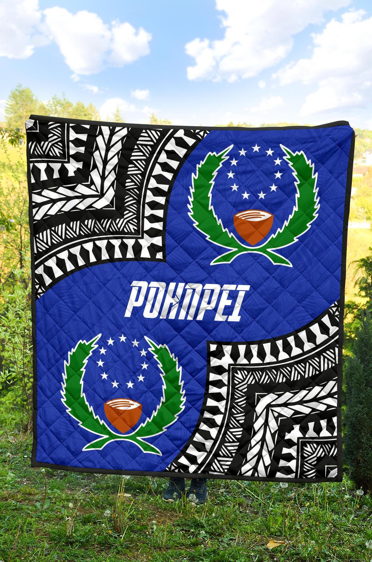 Pohnpei Premium Quilt - Pohnpei Flag Micronesian Pattern - Polynesian Pride