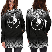 Yap Women's Hoodie Dress - Black Fog Style - Polynesian Pride