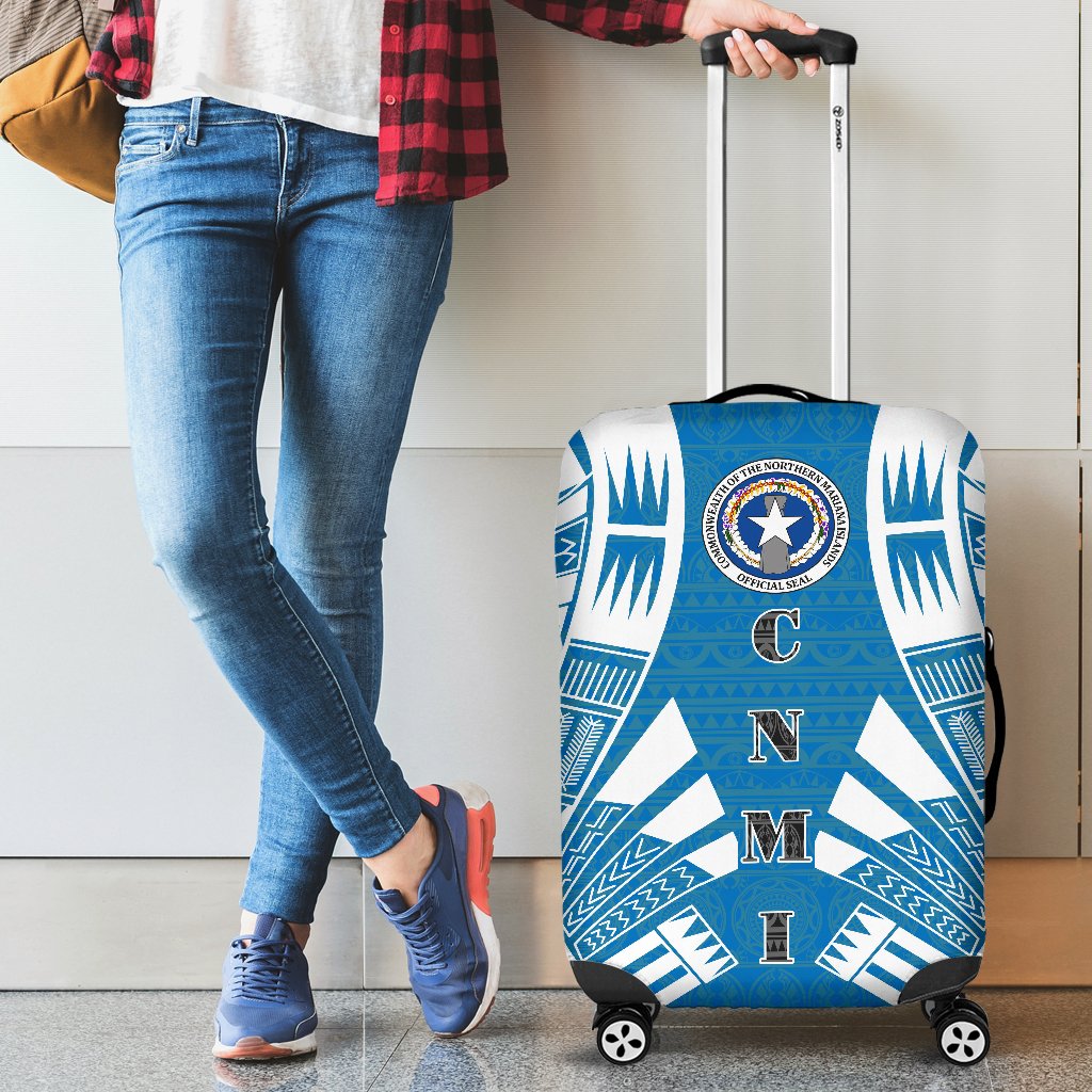 Northern Mariana Islands Luggage Cover - Polynesian Tattoo Flag - Polynesian Pride