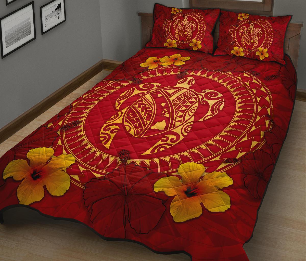 Hawaii Turtle Polynesian Quilt Bed Set - Oil Style - Polynesian Pride