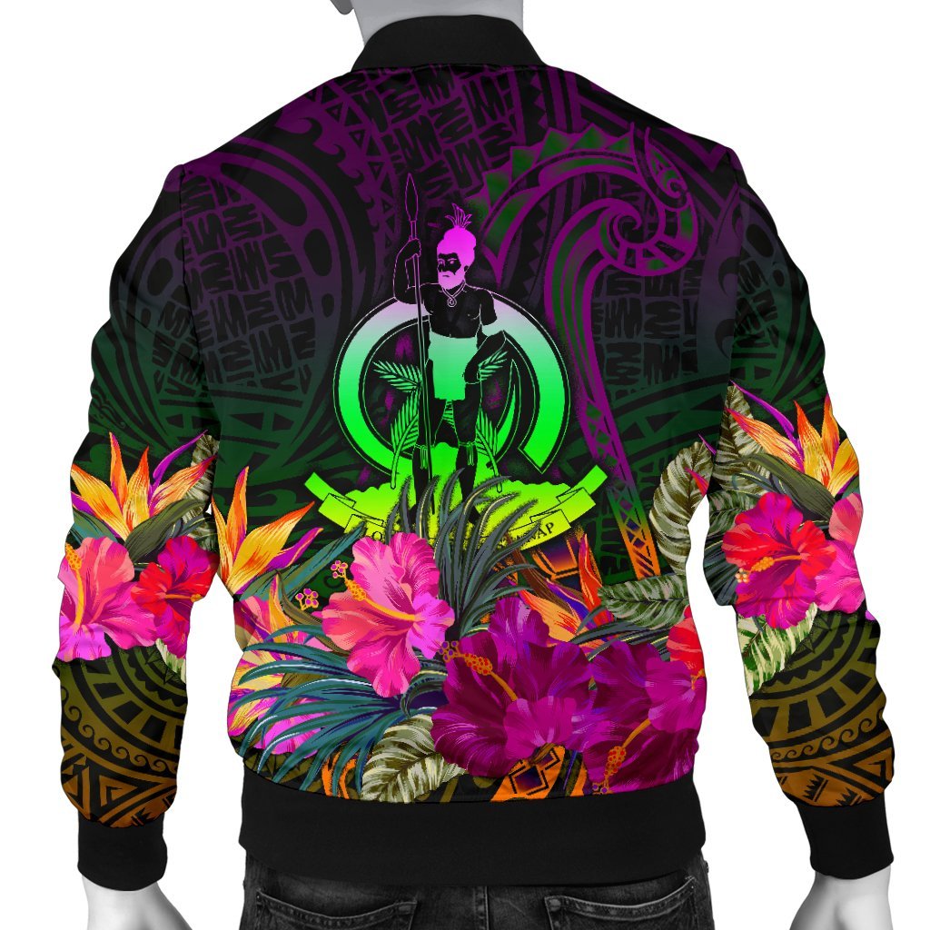 Vanuatu Personalised Men's Bomber Jacket - Summer Hibiscus - Polynesian Pride