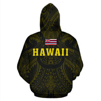 Polynesian Kamapuaa Flag of Hawaii Hoodie Yellow Hawaiian Mythology Style - Polynesian Pride