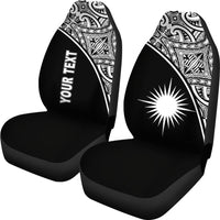 Marshall Islands Car Seat Covers - Marshall Islands Flag Polynesian White Curve - Polynesian Pride