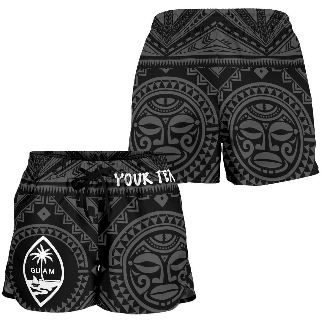 Guam Personalised Women's Short - Guam Seal With Polynesian Tattoo Style (Black) - Polynesian Pride