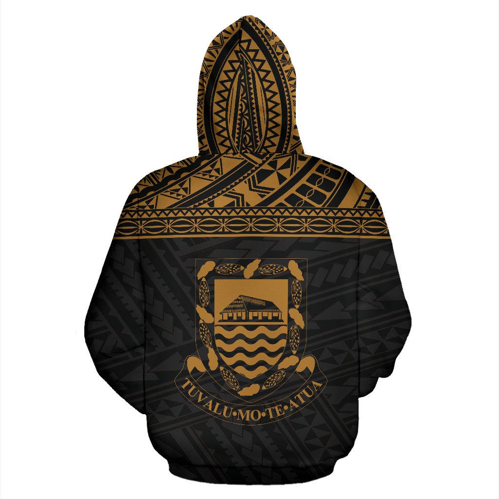 Tuvalu Polynesian Custom Zip up Hoodie Horizontal Gold - Polynesian Pride