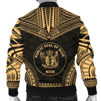 Niue Polynesian Chief Men's Bomber Jacket - Gold Version - Polynesian Pride