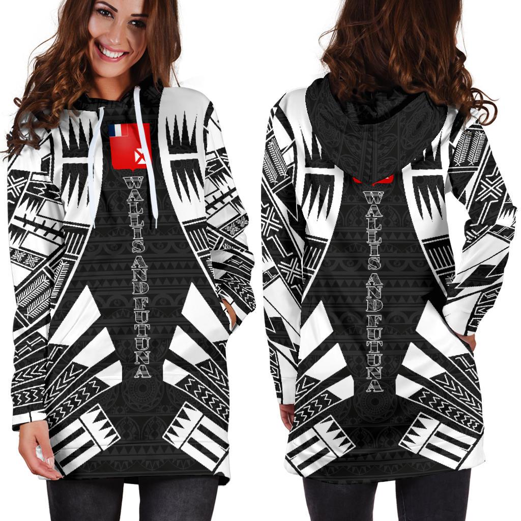 Wallis And Futuna Hoodie Dress - Polynesian Tattoo Black - Polynesian Pride