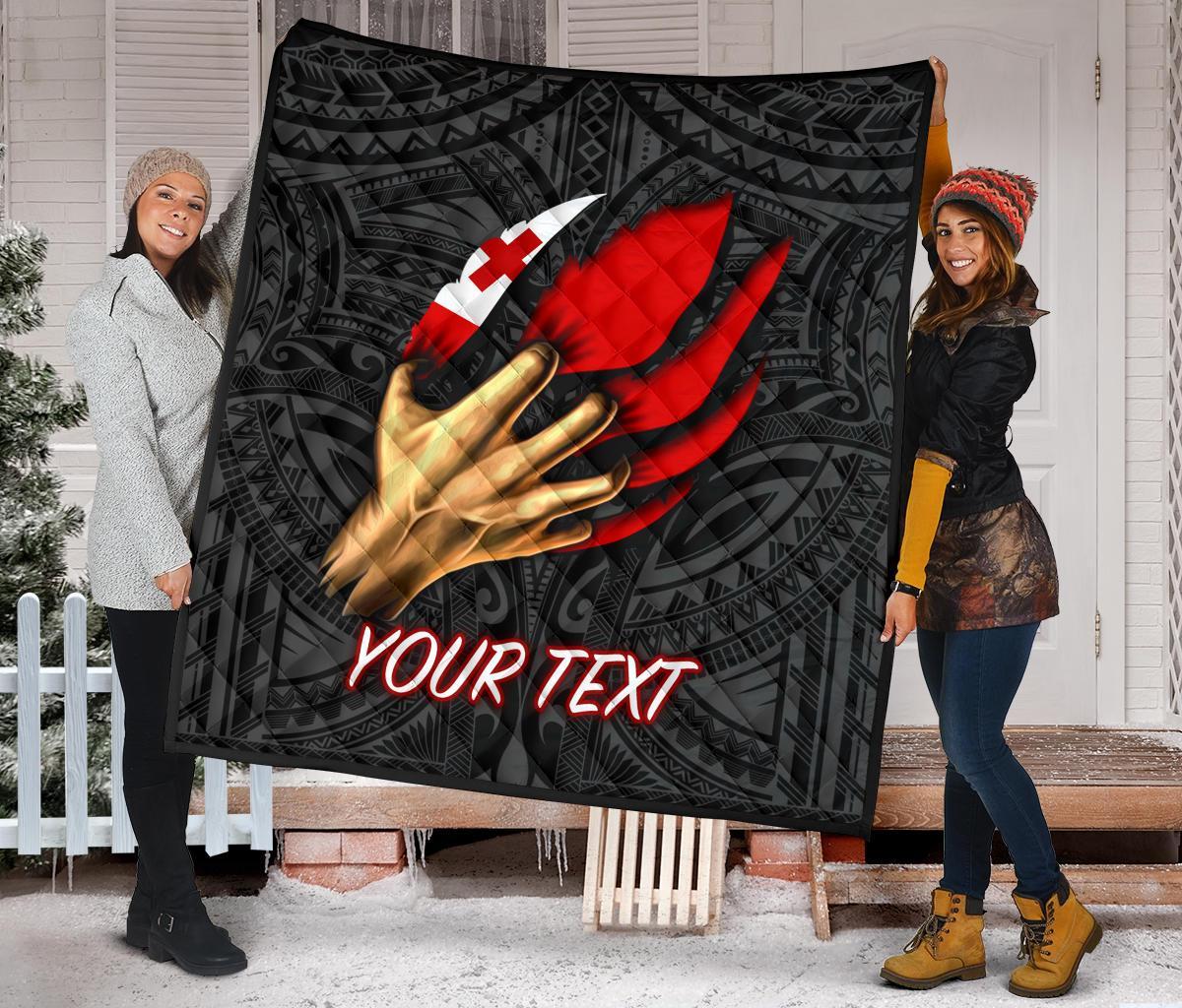 Tonga Personalised Premium Quilt - Tonga In Me (Black) - Polynesian Pride