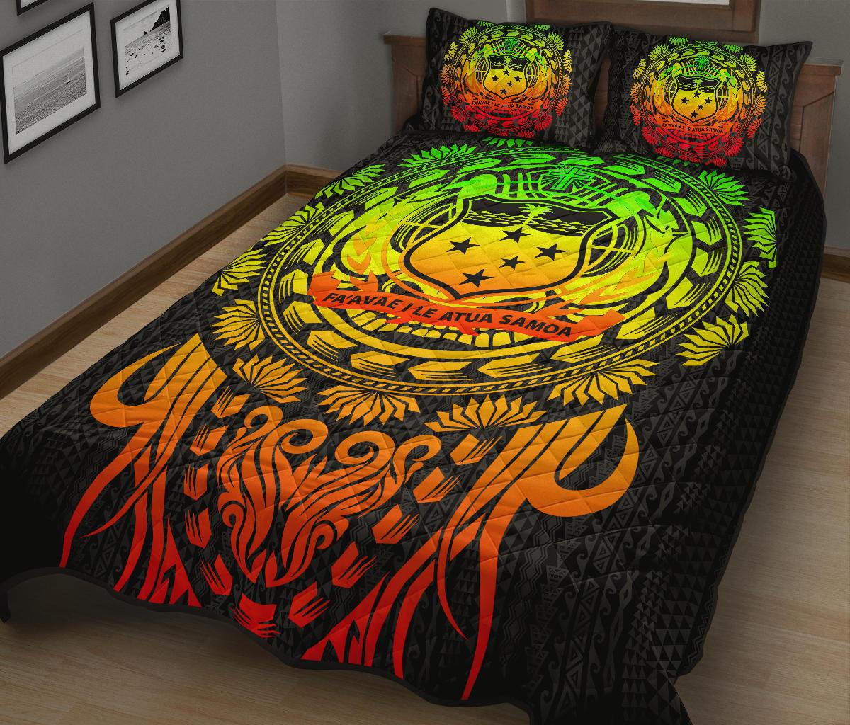 Samoa Polynesian Quilt Bed Set - Tattoo Pattern With Seal - Polynesian Pride