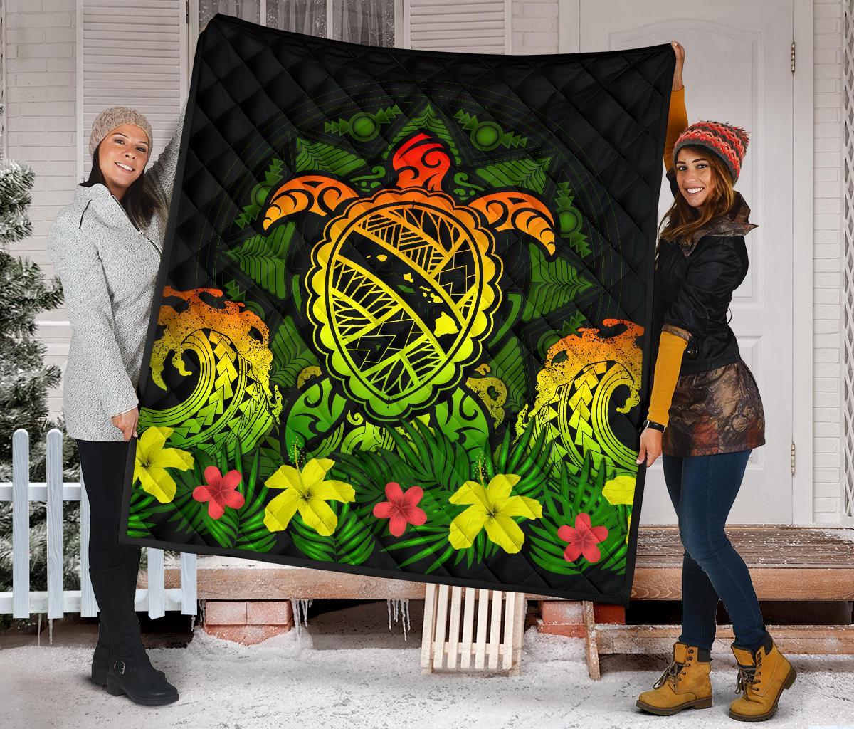 Hawaii Turtle Polynesian Reggae Premium Quilt - Kuly Style - Polynesian Pride