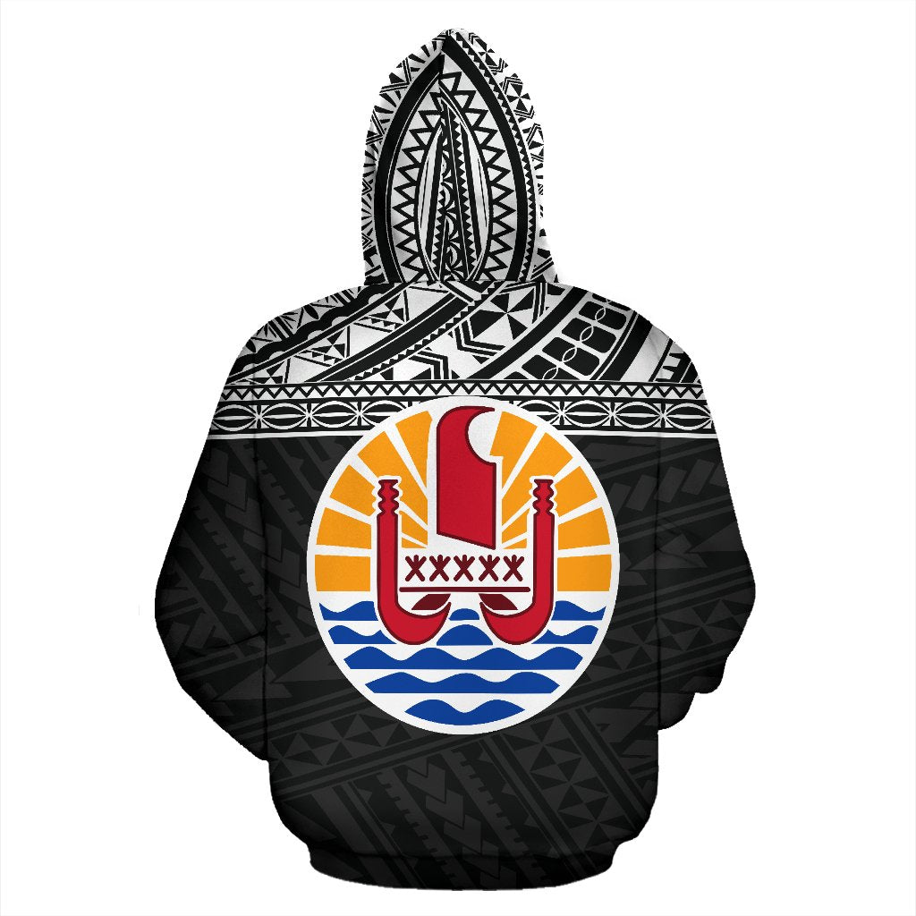 French Polynesia All Over Hoodie Polynesian Black Version - Polynesian Pride