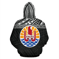 French Polynesia All Over Hoodie Polynesian Black Version - Polynesian Pride