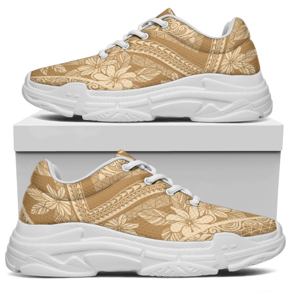 Polynesian Plumeria Mix Gold Chunky Sneakers - Polynesian Pride