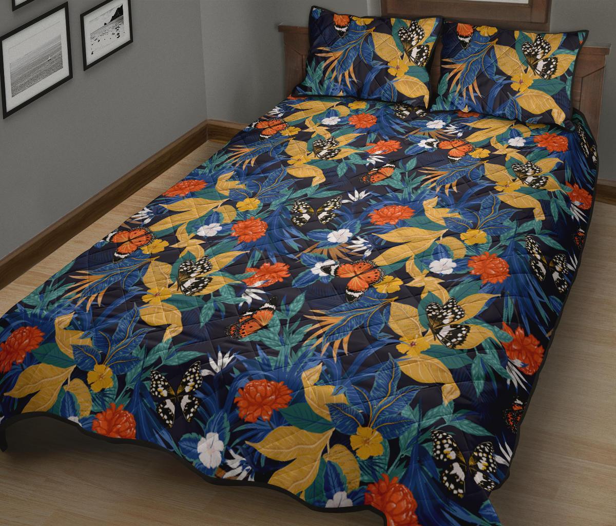 Hawaii Quilt Bed Set Tropical Buttterfly And Flower AH - Polynesian Pride